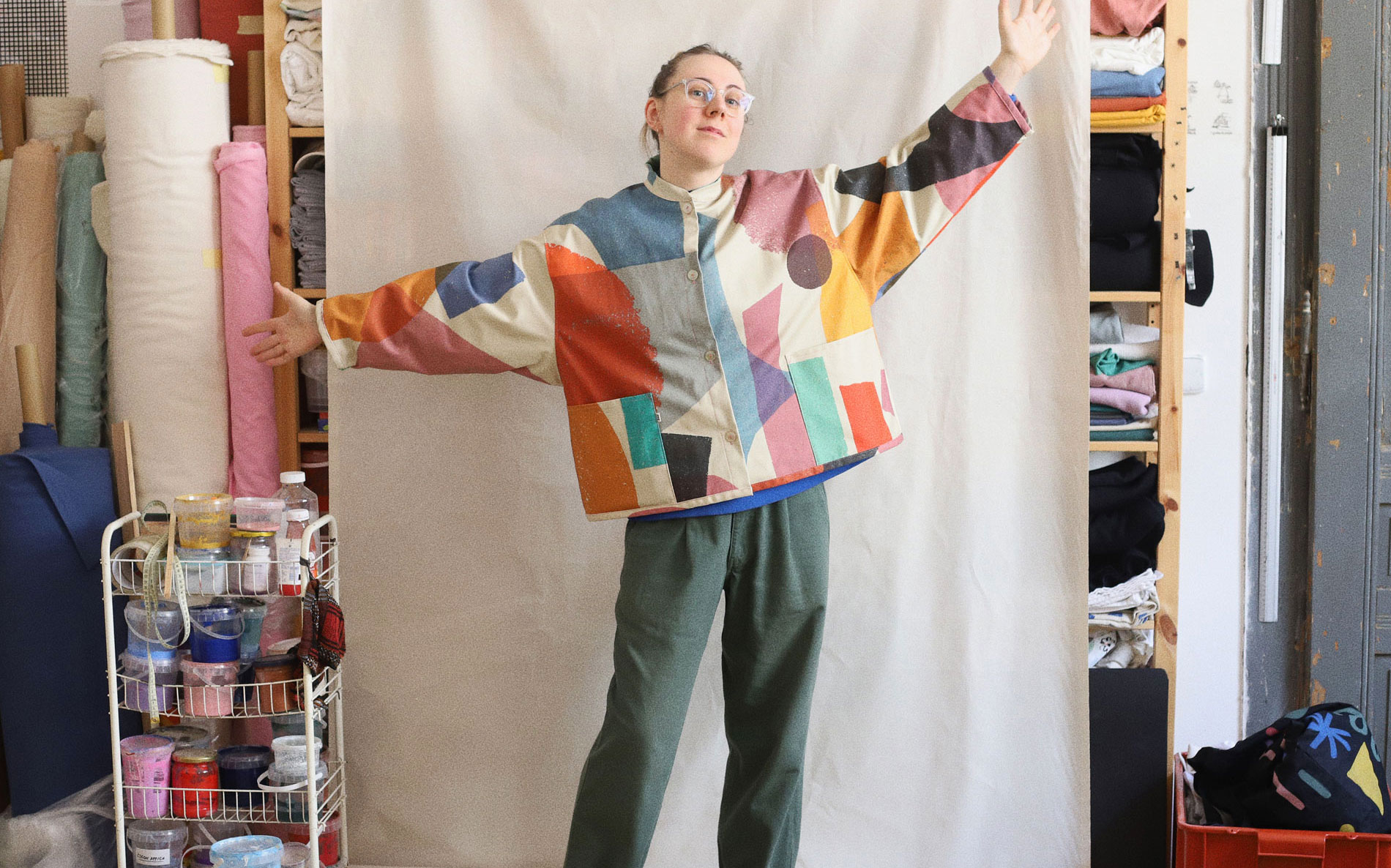 wide jacket, czech fashion, prague slow fashion, hadn painted coat