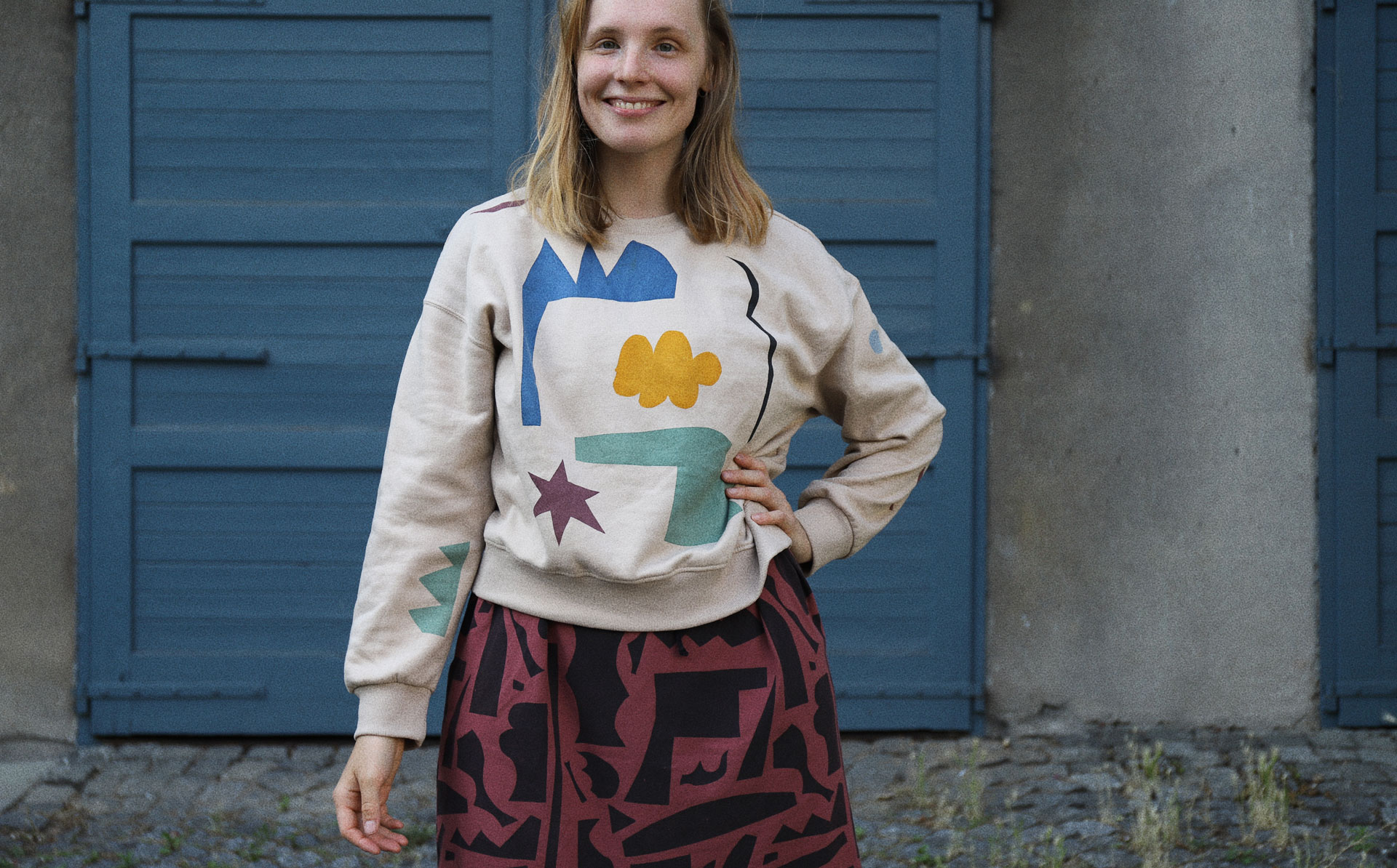 hand printed sweatshirt, czech fashion, prague slow fashion