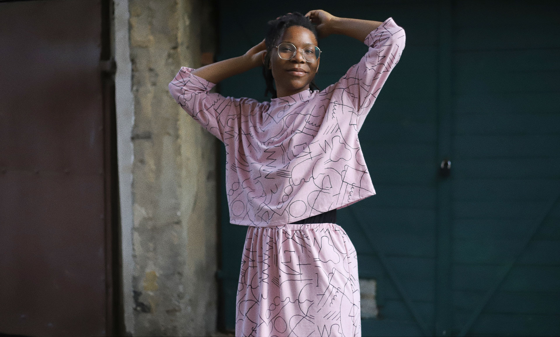 ROE handmade pink tshirt and skirt