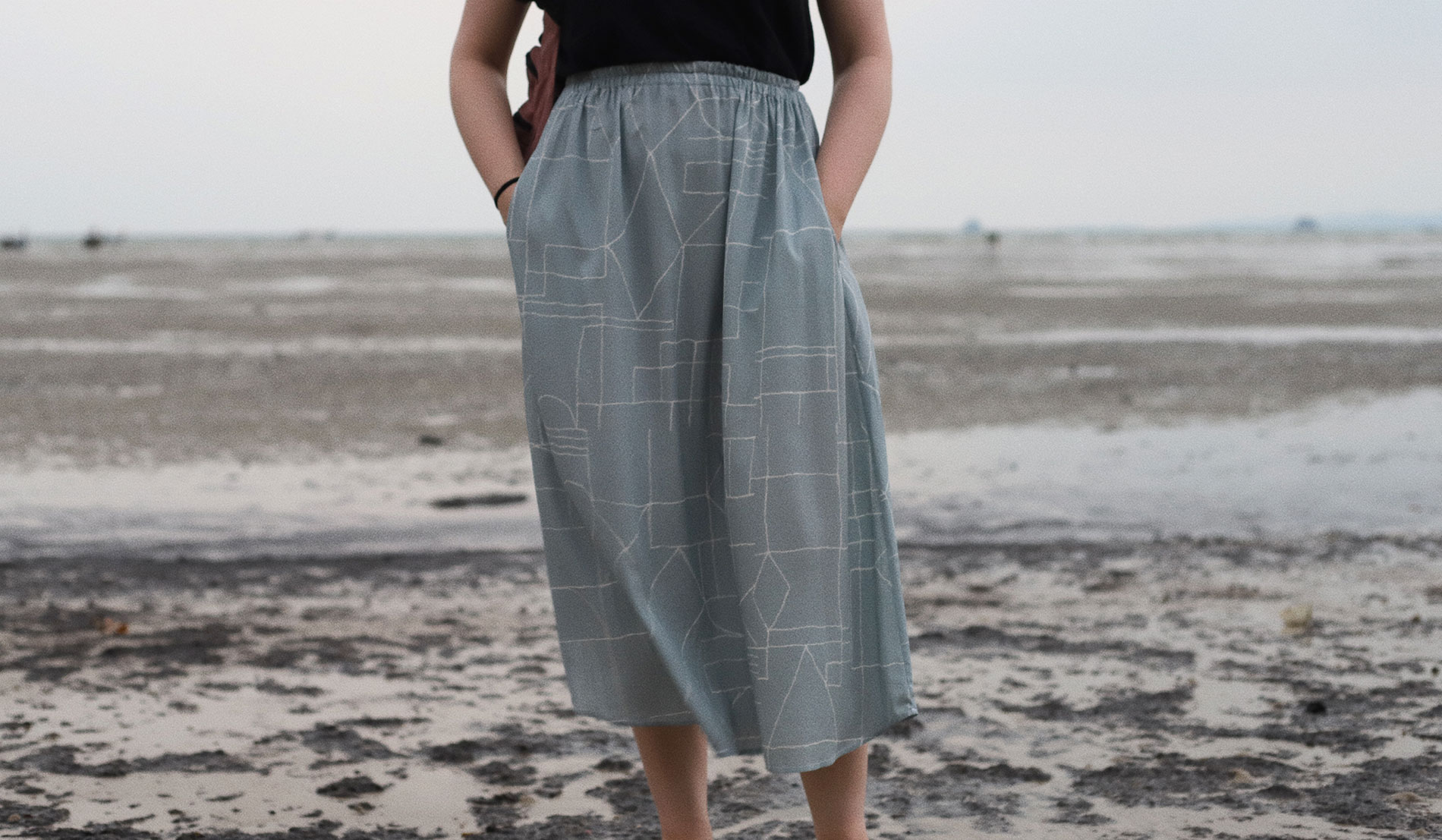 drawing lines dress, czech fashion, prague slow fashion